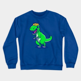 Cute Dino With Crown Cartoon Crewneck Sweatshirt